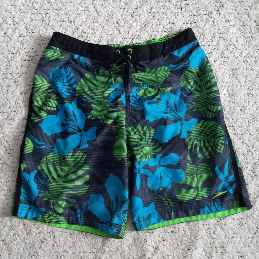 Speedo Vibrant Green And Blue Men Swimwear Size L